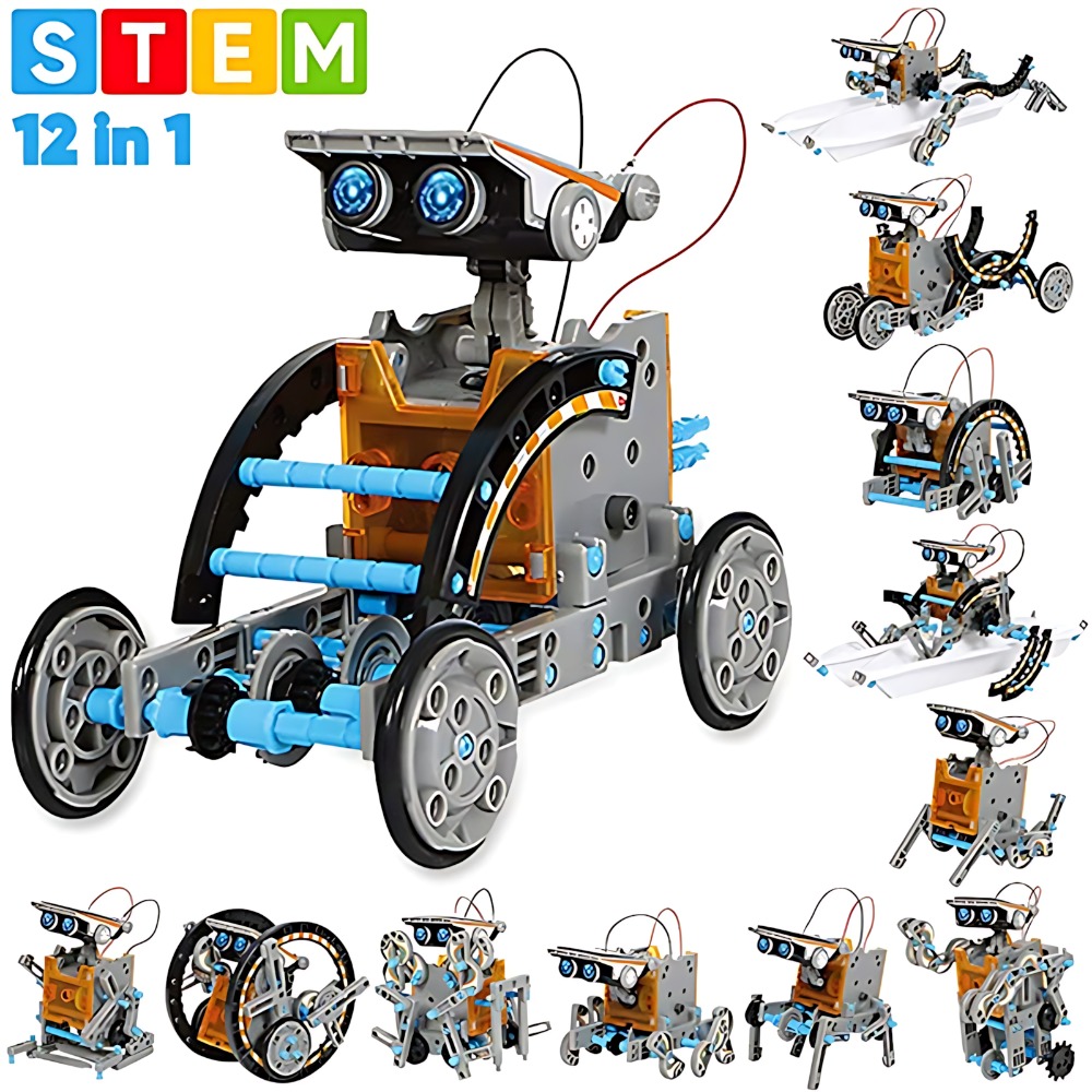 Kids Education Material - Zonne-robot bouwstenen 12 in 1 wetenschappelijke