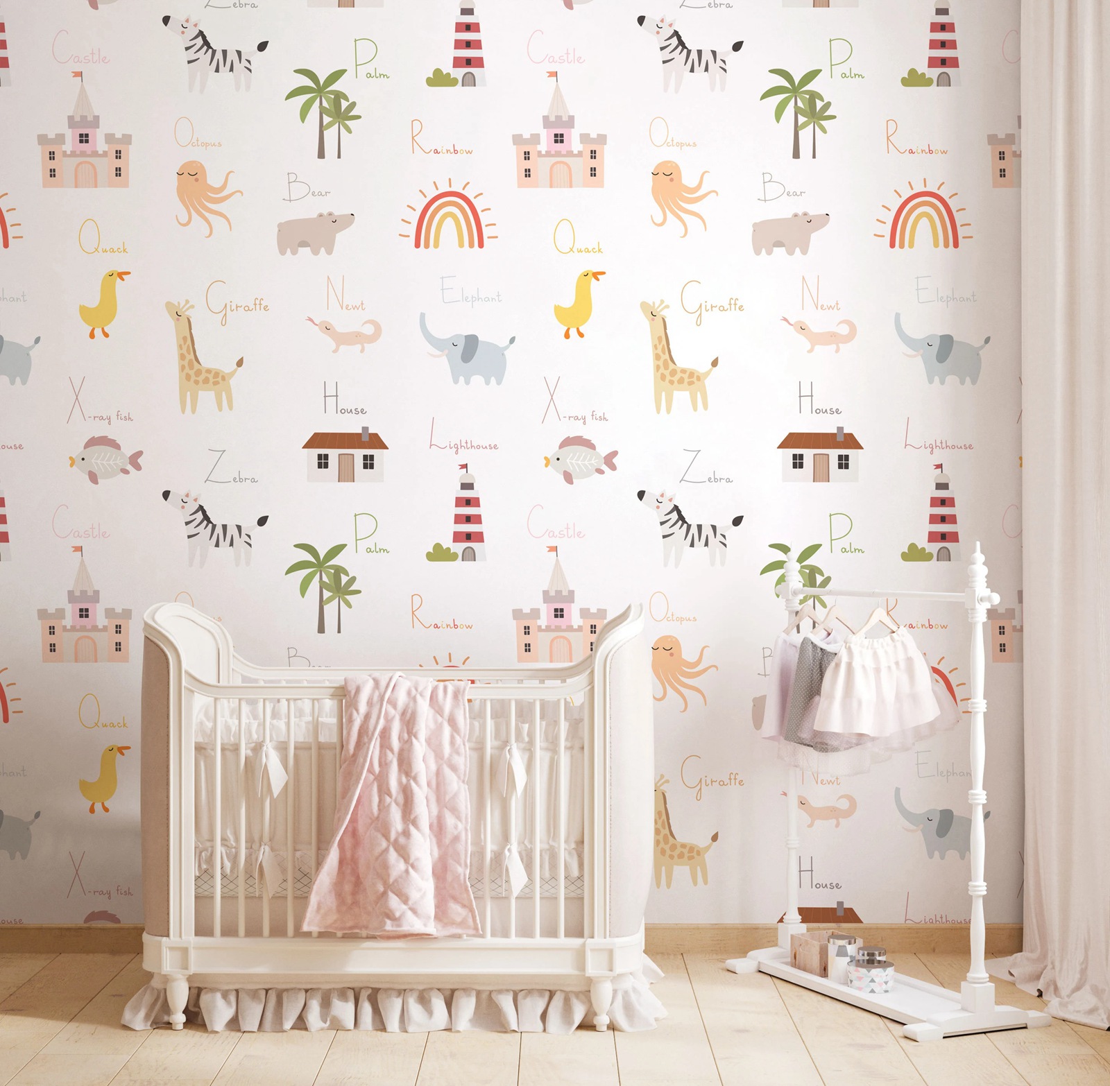 Kids Education Nursery - Educatief behang voor kinderen, peel-and-stick, schattige