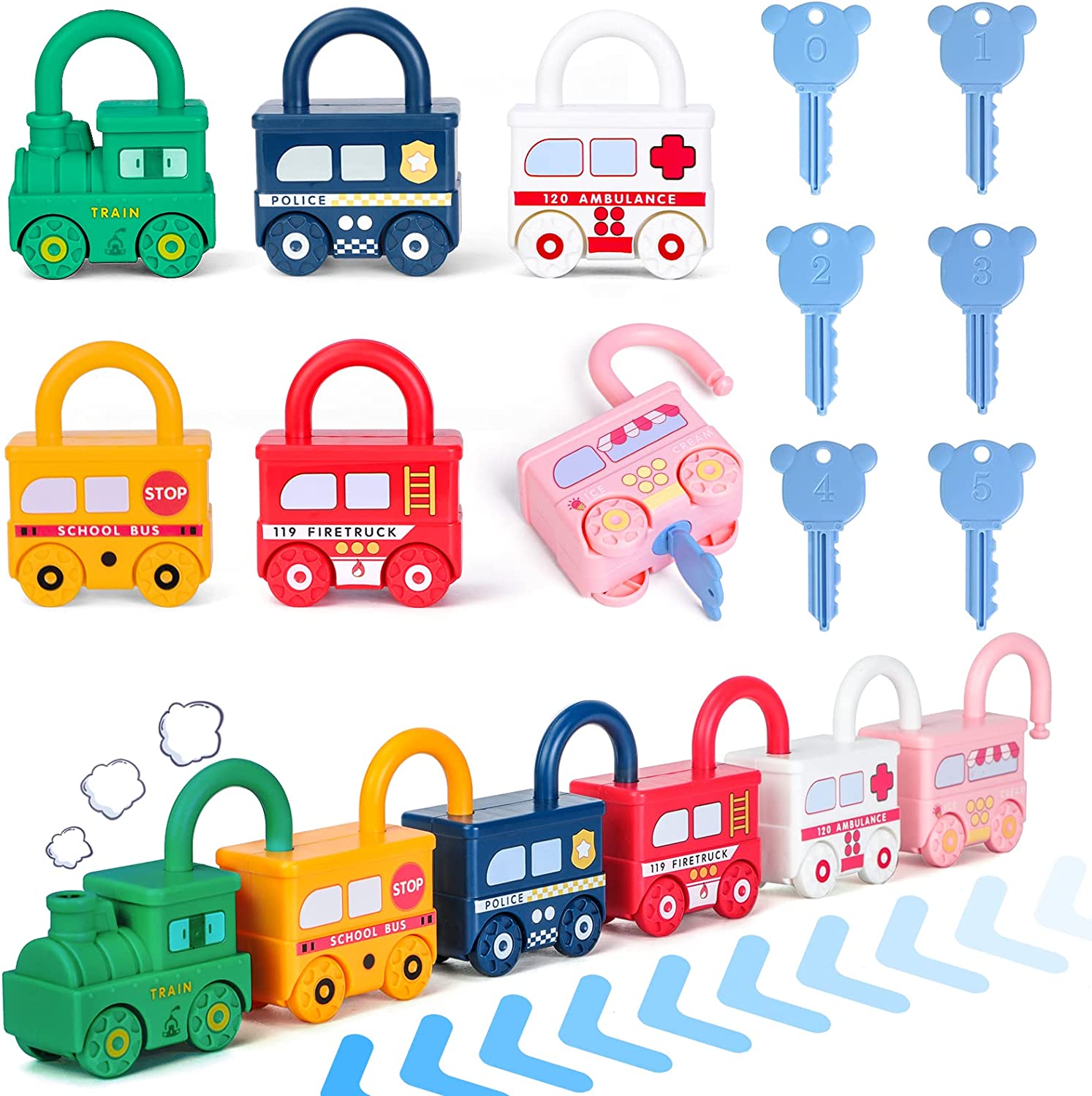 Kids Education Material - Kinderen Leren Sloten Met Sleutelnummers Die